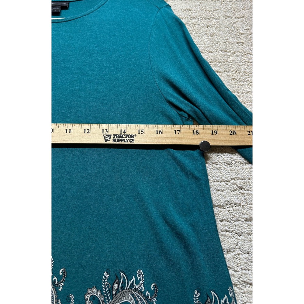 J Jill Wearever Collection Tunic Women S Teal  Paisley Border Print - Picture 6 of 8